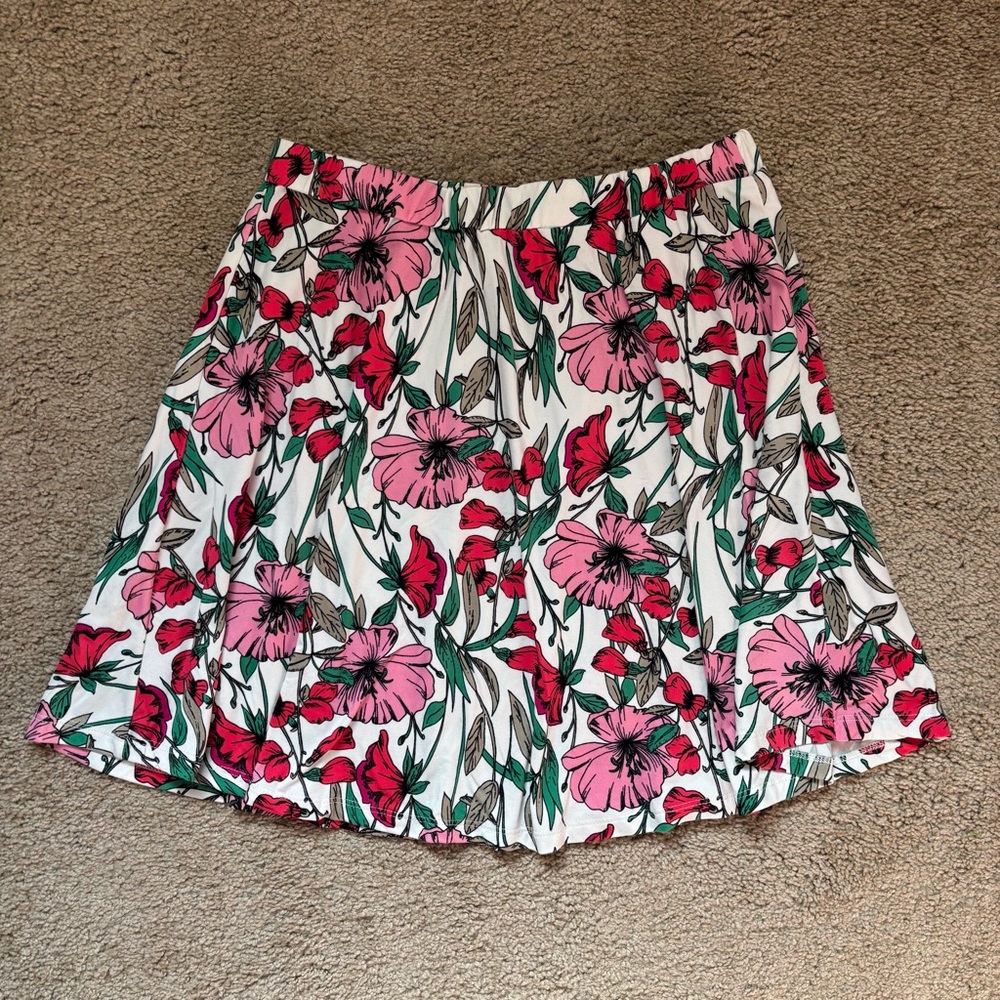French Grey Floral Skater Skirt - XXL - Picture 2 of 5